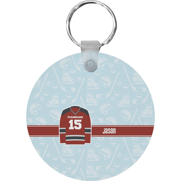 Custom Hockey Round Plastic Keychain (Personalized)