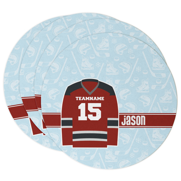 Custom Hockey Round Paper Coasters w/ Name and Number