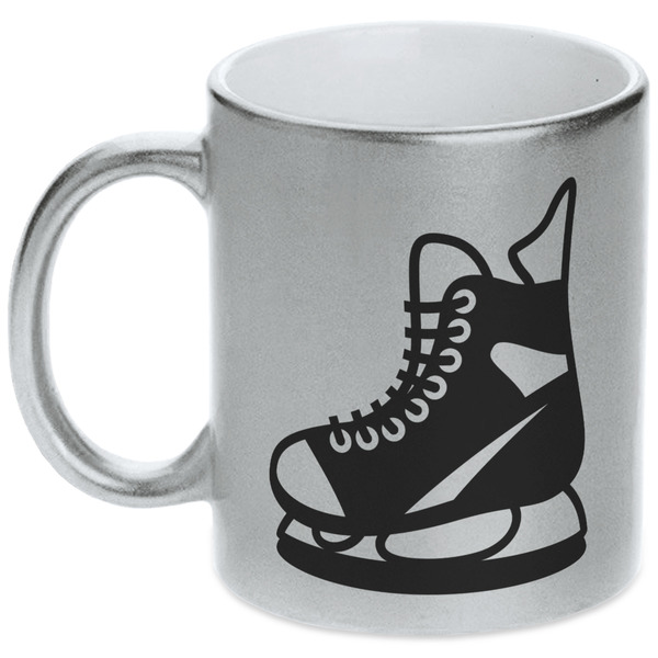 Custom Hockey Metallic Silver Mug (Personalized)