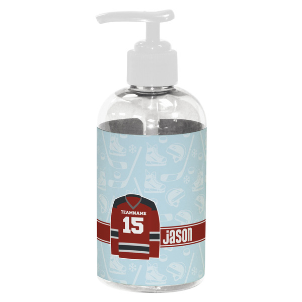 Custom Hockey Plastic Soap / Lotion Dispenser (8 oz - Small - White) (Personalized)