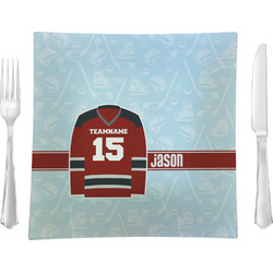 Hockey Glass Square Lunch / Dinner Plate 9.5" (Personalized)