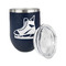 Hockey Stainless Wine Tumblers - Navy - Double Sided - Alt View