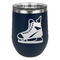 Hockey Stainless Wine Tumblers - Navy - Double Sided - Front