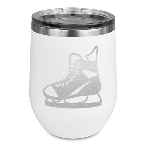 Custom Hockey Stemless Stainless Steel Wine Tumbler - White - Double Sided (Personalized)