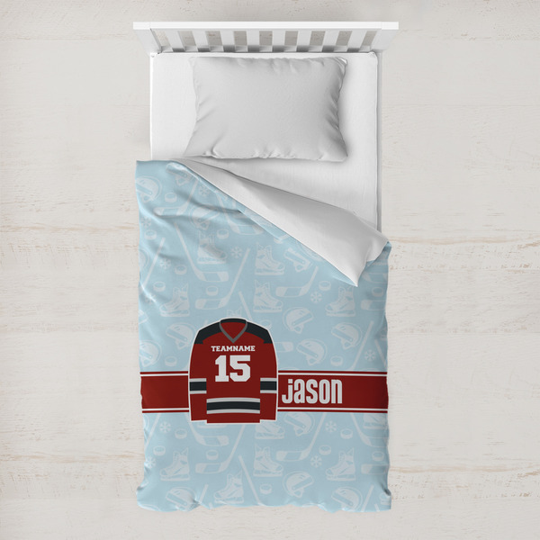 Custom Hockey Toddler Duvet Cover w/ Name and Number