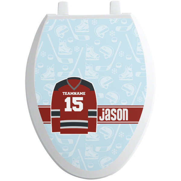 Custom Hockey Toilet Seat Decal - Elongated (Personalized)