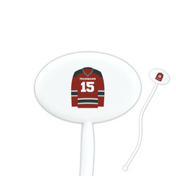 Hockey 7" Oval Plastic Stir Sticks - White - Double Sided (Personalized)