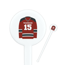 Hockey 7" Round Plastic Stir Sticks - White - Single Sided (Personalized)