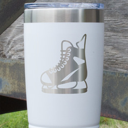 Hockey 20 oz Stainless Steel Tumbler - White - Double Sided (Personalized)