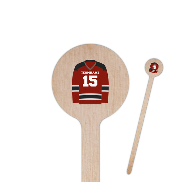 Custom Hockey 7.5" Round Wooden Stir Sticks - Single Sided (Personalized)