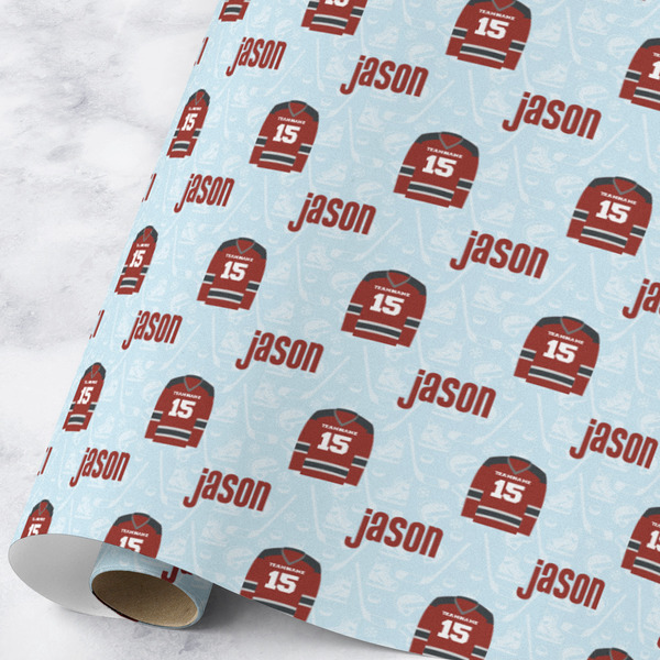 Custom Hockey Wrapping Paper Roll - Large - Matte (Personalized)