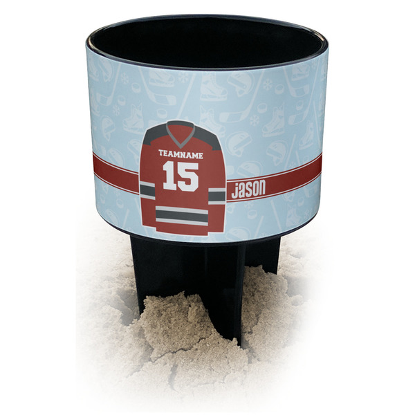 Custom Hockey Black Beach Spiker Drink Holder (Personalized)