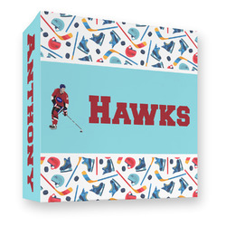 Hockey 2 3 Ring Binder - Full Wrap - 3" (Personalized)