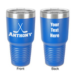 Hockey 2 30 oz Stainless Steel Tumbler - Royal Blue - Double-Sided (Personalized)