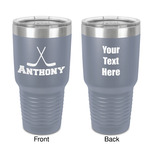 Hockey 2 30 oz Stainless Steel Tumbler - Grey - Double-Sided (Personalized)