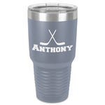 Hockey 2 30 oz Stainless Steel Tumbler - Grey - Single-Sided (Personalized)