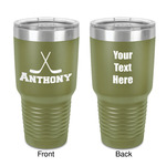 Hockey 2 30 oz Stainless Steel Tumbler - Olive - Double-Sided (Personalized)