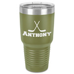 Hockey 2 30 oz Stainless Steel Tumbler - Olive - Single-Sided (Personalized)