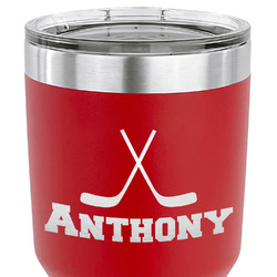 Hockey 2 30 oz Stainless Steel Tumbler - Red - Single Sided (Personalized)