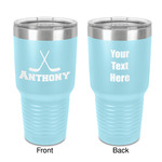 Hockey 2 30 oz Stainless Steel Tumbler - Teal - Double-Sided (Personalized)