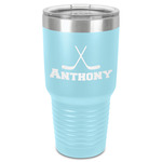 Hockey 2 30 oz Stainless Steel Tumbler - Teal - Single-Sided (Personalized)