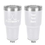 Hockey 2 30 oz Stainless Steel Tumbler - White - Double-Sided (Personalized)