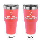 Hockey 2 30 oz Stainless Steel Tumbler - Coral - Double Sided (Personalized)