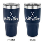 Hockey 2 30 oz Stainless Steel Tumbler - Navy - Double Sided (Personalized)