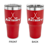 Hockey 2 30 oz Stainless Steel Tumbler - Red - Double Sided (Personalized)