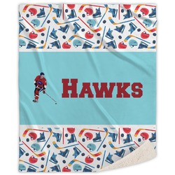Hockey 2 Sherpa Throw Blanket - 50"x60" (Personalized)