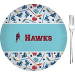 Hockey 2 Glass Appetizer / Dessert Plate 8" (Personalized)