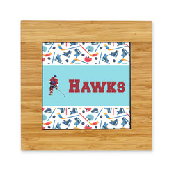 Hockey 2 Bamboo Trivet with Ceramic Tile Insert (Personalized)
