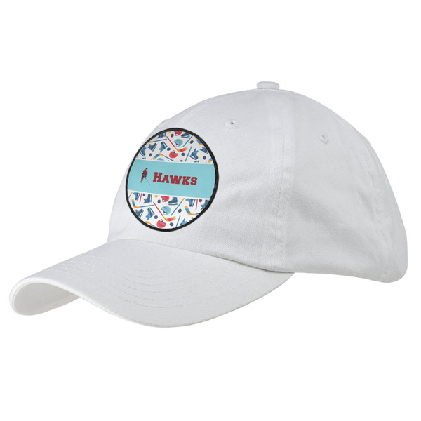 Custom Hockey 2 Baseball Cap - White (Personalized)