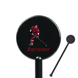 Hockey 2 5.5" Round Plastic Stir Sticks - Black - Double Sided (Personalized)