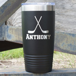 Hockey 2 20 oz Stainless Steel Tumbler - Black - Single Sided (Personalized)