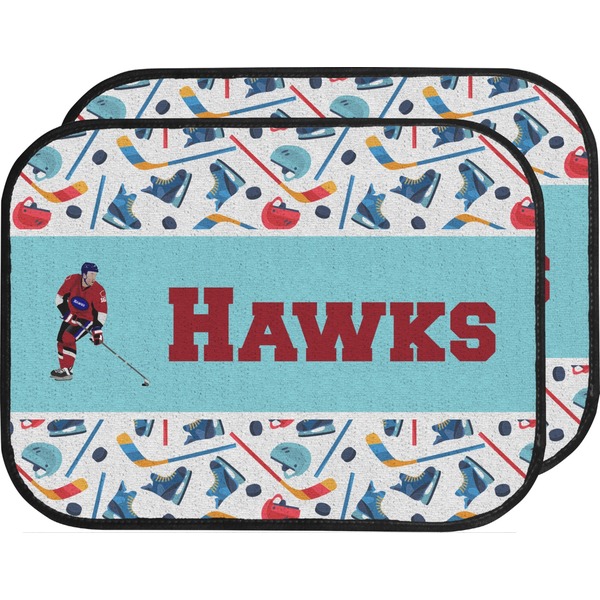 Custom Hockey 2 Car Floor Mats (Back Seat) (Personalized)