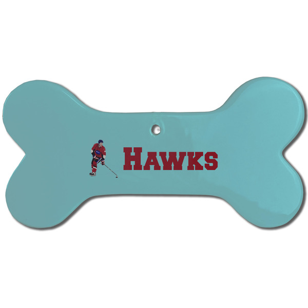 Custom Hockey 2 Ceramic Dog Ornament - Front w/ Name or Text