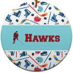 Hockey 2 Round Ceramic Ornament w/ Name or Text