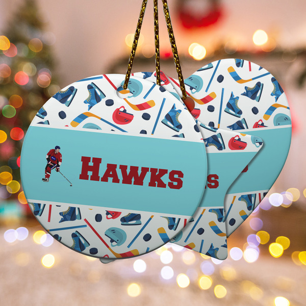 Custom Hockey 2 Ceramic Ornament w/ Name or Text