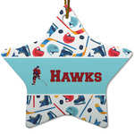 Hockey 2 Star Ceramic Ornament w/ Name or Text