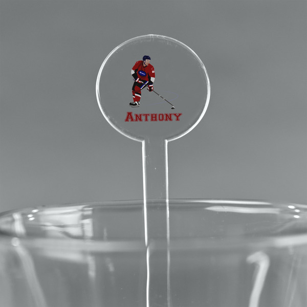 Custom Hockey 2 7" Round Plastic Stir Sticks - Clear (Personalized)