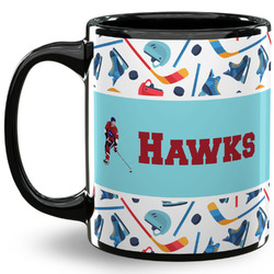 Hockey 2 11 Oz Coffee Mug - Black (Personalized)
