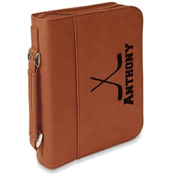 Hockey 2 Leatherette Bible Cover with Handle & Zipper - Large - Double Sided (Personalized)