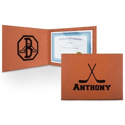 Hockey 2 Leatherette Certificate Holder - Front and Inside (Personalized)