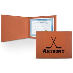 Hockey 2 Leatherette Certificate Holder - Front (Personalized)