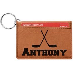Hockey 2 Leatherette Keychain ID Holder - Double Sided (Personalized)