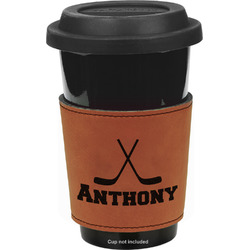 Hockey 2 Leatherette Cup Sleeve - Single Sided (Personalized)