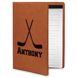 Hockey 2 Leatherette Portfolio with Notepad - Small - Double Sided (Personalized)