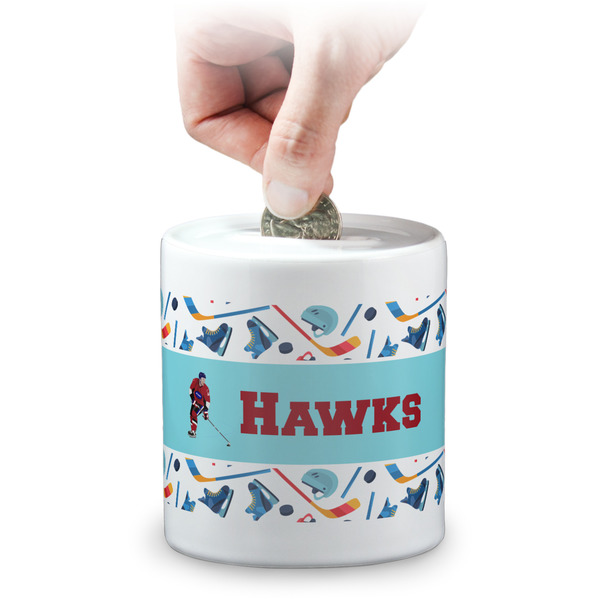 Custom Hockey 2 Coin Bank (Personalized)