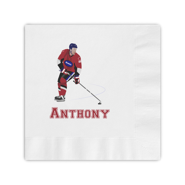 Custom Hockey 2 Coined Cocktail Napkins (Personalized)